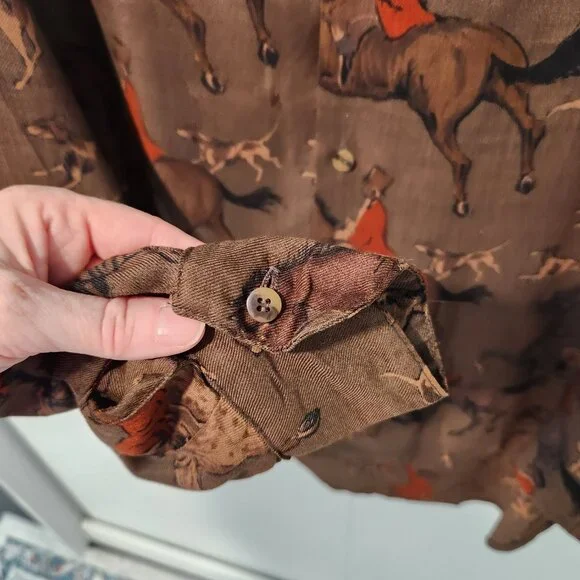 Breeches Vintage Women's Long Sleeve Brown Equestrian Riding Horse Top- Size 8 - Picture 6 of 7